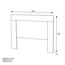 Cabezal para Cama de Matrimonio con patas, Color Blanco, Medidas: 160 cm (Ancho) x 130 cm (Alto) x 2,5 cm (Fondo)