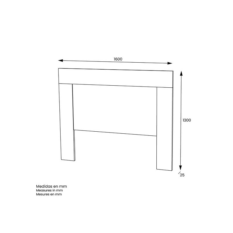 Cabezal para Cama de Matrimonio con patas, Color Blanco, Medidas: 160 cm (Ancho) x 130 cm (Alto) x 2,5 cm (Fondo)