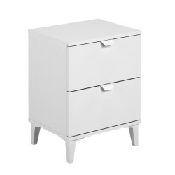 Mesita de Noche 2 cajones, Mesilla de Noche,  Color Blanco, Medidas: 43 cm (Ancho) x 34 cm (Fondo) x 56 cm (Alto)