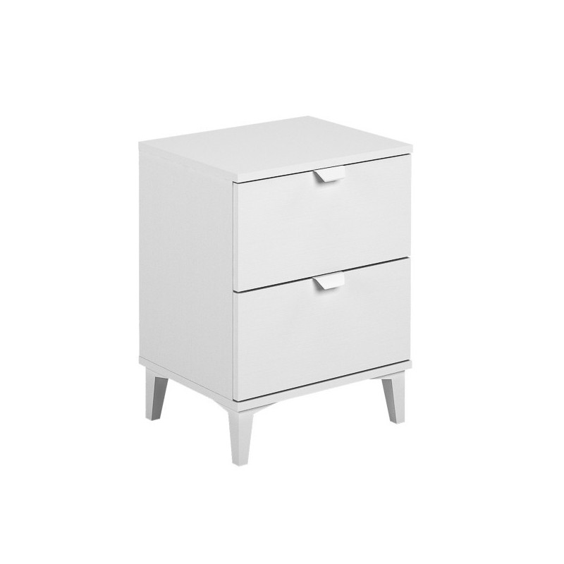 Mesita de Noche 2 cajones, Mesilla de Noche,  Color Blanco, Medidas: 43 cm (Ancho) x 34 cm (Fondo) x 56 cm (Alto)