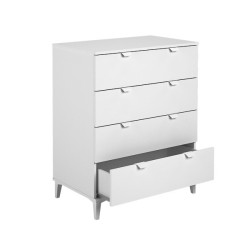 Cómoda con 4 Cajones, para Dormitorio, Acabado en Color Blanco, Medidas: 80 cm (Ancho) x 98 cm (Alto) x 48 cm (Fondo)