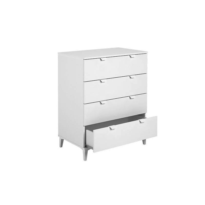 Cómoda con 4 Cajones, para Dormitorio, Acabado en Color Blanco, Medidas: 80 cm (Ancho) x 98 cm (Alto) x 48 cm (Fondo)