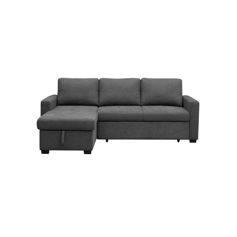 Sofá Cama 3 Plazas Reversible con Chaiselongue y Almacenaje, Tapizado en Tela Gris, 229x93x153 cm
