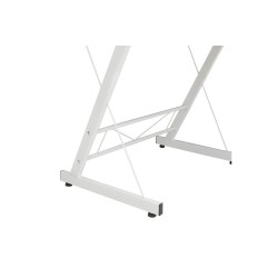 Mesa de Ordenador Esquinera Metálica en MDF Cambria y Blanco, 158x120x73cm - Espacio para Teclado y Torre