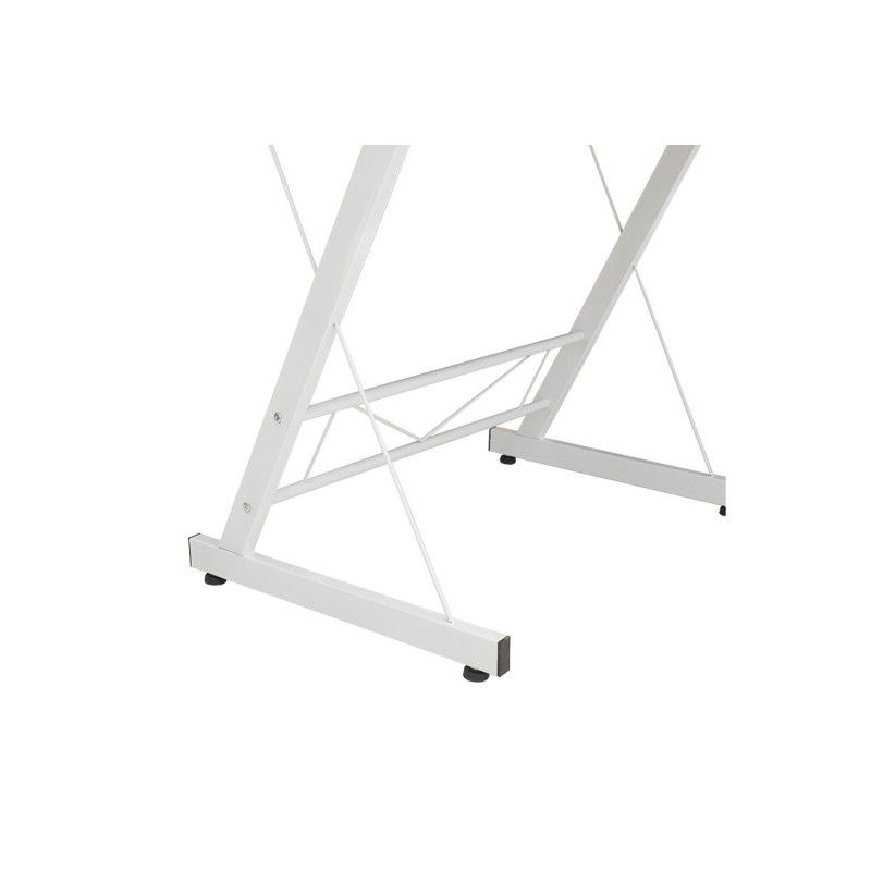 Mesa de Ordenador Esquinera Metálica en MDF Cambria y Blanco, 158x120x73cm - Espacio para Teclado y Torre