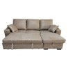 Sofá Cama 3 Plazas Reversible con Chaiselongue y Almacenaje, Tapizado en Tela Cemento, 229x93x153 cm