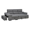 Sofá con Chaiselongue Reversible Color Cemento, Asientos Extensibles y Arcón, 291x160x104 cm, Tapizado en Tela
