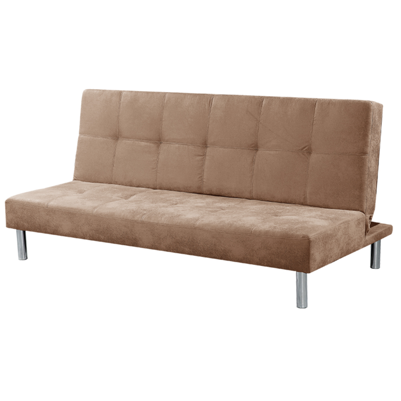 Sofá Cama 3 Plazas de Diseño Moderno, Estructura de Madera, Tapizado Color Piedra, 188x88x88 cm