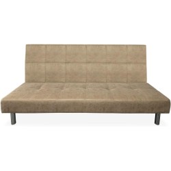 Sofá Cama 3 Plazas de Diseño Moderno, Estructura de Madera, Tapizado Color Piedra, 188x88x88 cm