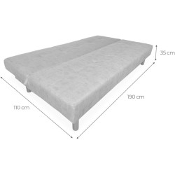 Sofá Cama 3 Plazas de Diseño Moderno, Estructura de Madera, Tapizado Color Cemento, 188x88x88 cm