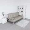 Sofá Cama 3 Plazas de Diseño Moderno con Cojines Decorativos, Estructura de Madera, Color Gris Cemento, 188x88x88 cm