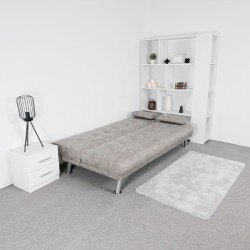Sofá Cama 3 Plazas de Diseño Moderno con Cojines Decorativos, Estructura de Madera, Color Gris Cemento, 188x88x88 cm