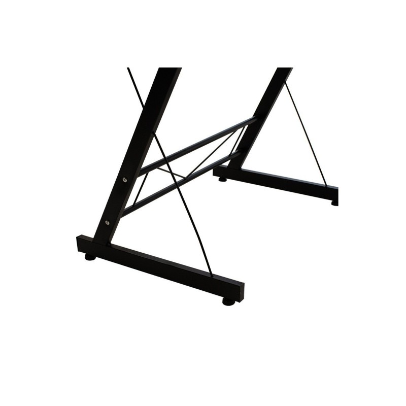 Mesa de Ordenador Esquinera Metálica en MDF Negro, 158x120x73cm - Espacio para Teclado y Torre