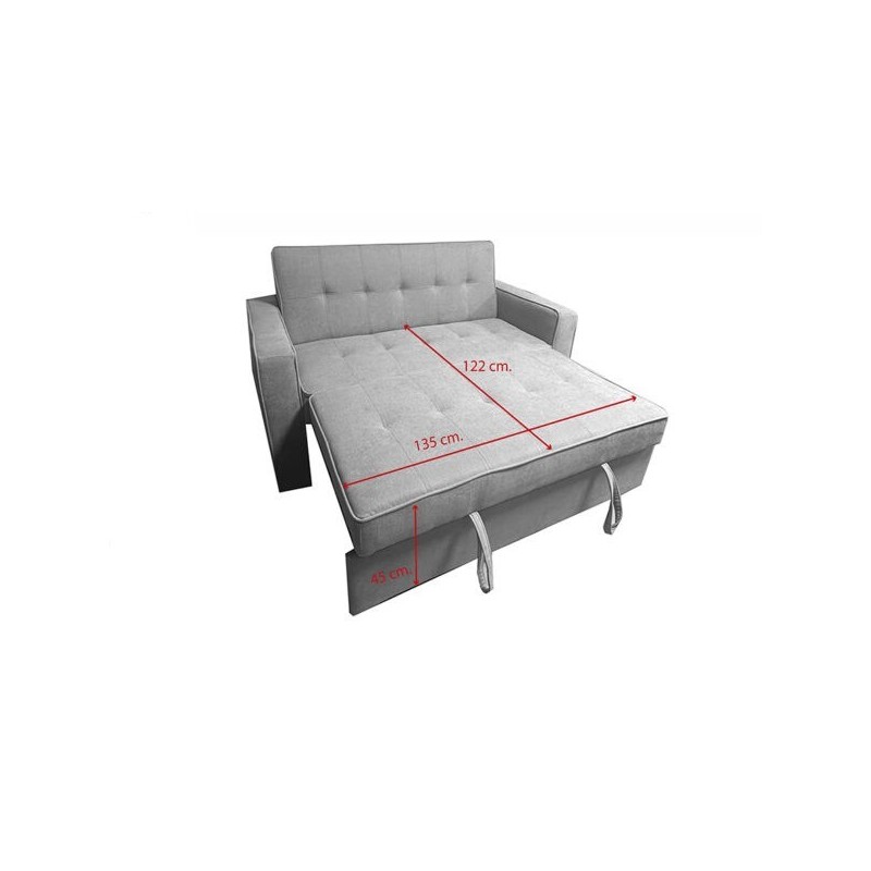 Sofá Cama 2 Plazas con Reposabrazos, Diseño Moderno y Elegante, Color Gris, 167x90x96,5 cm