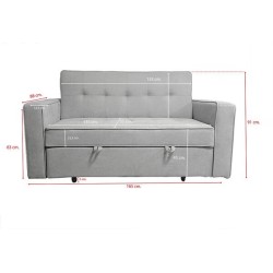 Sofá Cama 2 Plazas con Reposabrazos, Diseño Moderno y Elegante, Color Gris, 167x90x96,5 cm