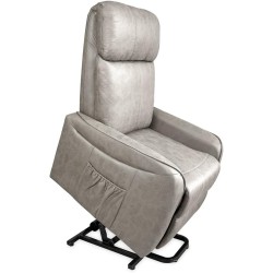 Butaca Relax Power Lift con Estructura de Madera de Eucalipto, Color Cemento, 74x100x88 cm