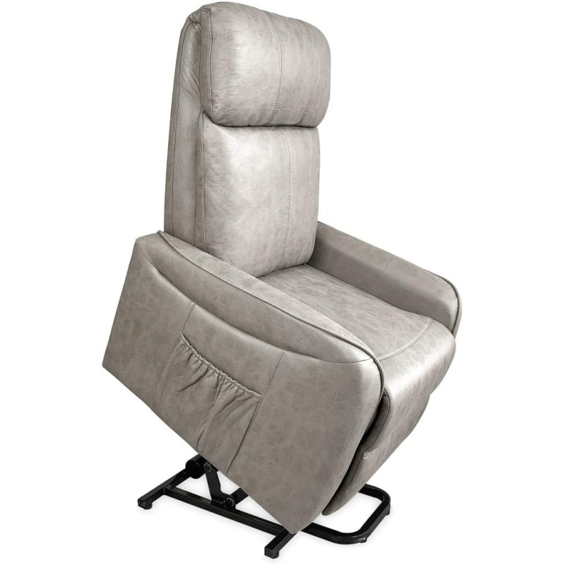 Butaca Relax Power Lift con Estructura de Madera de Eucalipto, Color Cemento, 74x100x88 cm