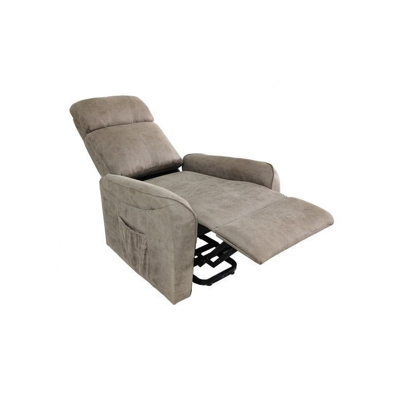 Butaca Relax Power Lift con Estructura de Madera de Eucalipto, Color Cemento, 74x100x88 cm