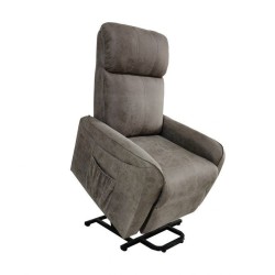 Butaca Relax Power Lift con Estructura de Madera de Eucalipto, Color Cemento, 74x100x88 cm