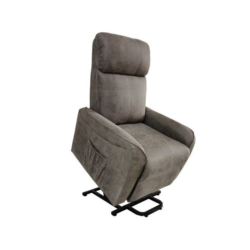 Butaca Relax Power Lift con Estructura de Madera de Eucalipto, Color Cemento, 74x100x88 cm