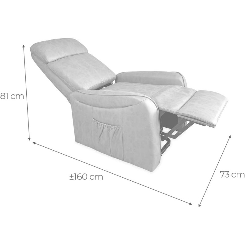 Butaca Relax Power Lift con Estructura de Madera de Eucalipto, Color Cemento, 74x100x88 cm
