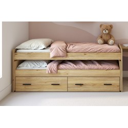 Cama Nido Juvenil Doble con Cajones de Almacenaje – Mauvella y Negro, 202,6 cm Largo x 98 cm Ancho x 72 cm Alto, Primera Calidad