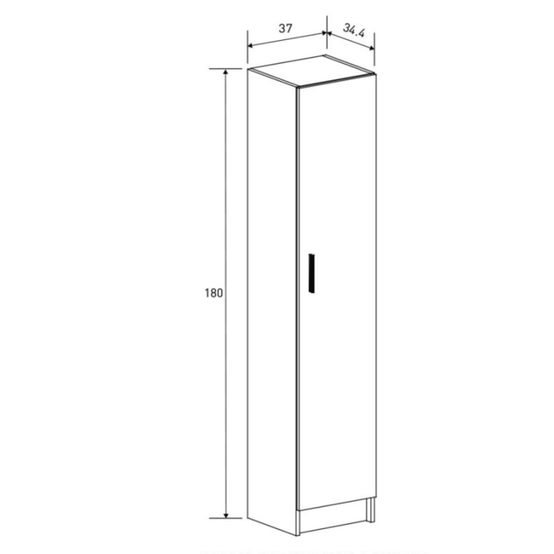 Mueble multiusos Armario Auxiliar Multiusos Color Beige – 1 Puerta, 4 Baldas, 37x180x35 cm – Madera Práctico y Funcional.