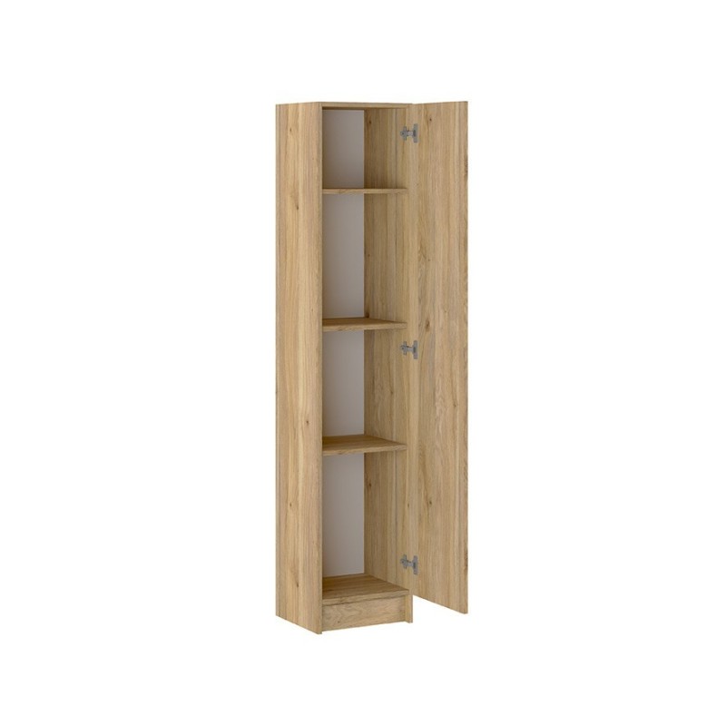 Mueble Multiusos Armario Auxiliar Color Mauvella – 1 Puerta, 4 Baldas, 37x180x35 cm – Madera Práctico y Funcional.