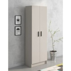 Mueble Multiusos Armario Auxiliar Color Beige – 2 Puertas, 4 Baldas, Práctico y Funcional, Madera, 60x180x35 cm