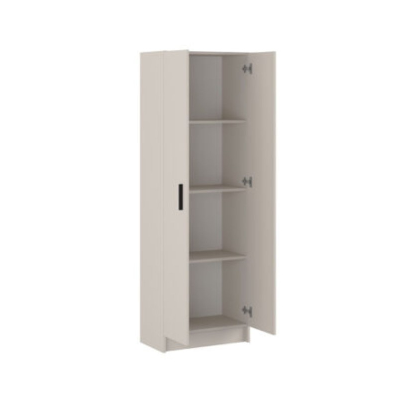 Mueble Multiusos Armario Auxiliar Color Beige – 2 Puertas, 4 Baldas, Práctico y Funcional, Madera, 60x180x35 cm