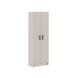 Mueble Multiusos Armario Auxiliar Color Beige – 2 Puertas, 4 Baldas, Práctico y Funcional, Madera, 60x180x35 cm