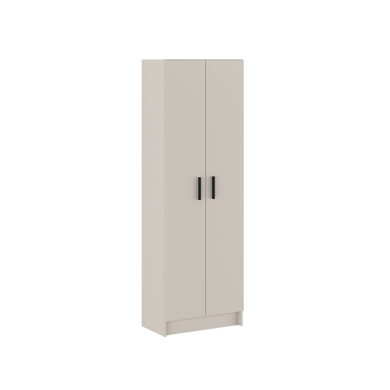 Mueble Multiusos Armario Auxiliar Color Beige – 2 Puertas, 4 Baldas, Práctico y Funcional, Madera, 60x180x35 cm