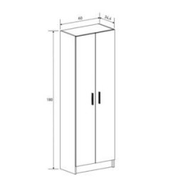 Mueble Multiusos Armario Auxiliar Color Beige – 2 Puertas, 4 Baldas, Práctico y Funcional, Madera, 60x180x35 cm