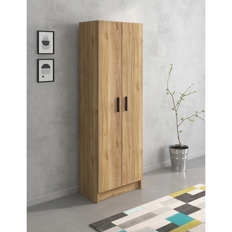 Mueble Multiusos Armario Auxiliar Color Mauvella – 2 Puertas, 4 Baldas, Práctico y Funcional, Madera, 60x180x35 cm