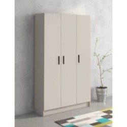 Mueble multiusos Armario auxiliar Color Beige – 3 Puertas, 4 Baldas y Espacio para Escoba Madera, Dimensiones 108x180x35 cm