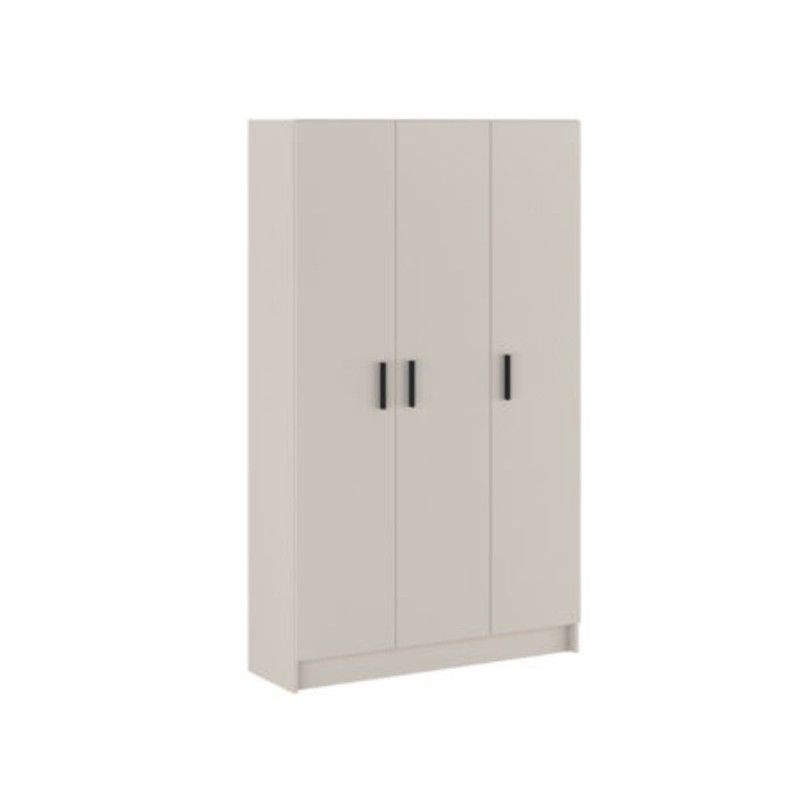 Mueble multiusos Armario auxiliar Color Beige – 3 Puertas, 4 Baldas y Espacio para Escoba Madera, Dimensiones 108x180x35 cm