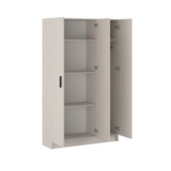 Mueble multiusos Armario auxiliar Color Beige – 3 Puertas, 4 Baldas y Espacio para Escoba Madera, Dimensiones 108x180x35 cm