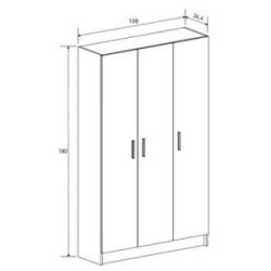 Mueble multiusos Armario auxiliar Color Beige – 3 Puertas, 4 Baldas y Espacio para Escoba Madera, Dimensiones 108x180x35 cm