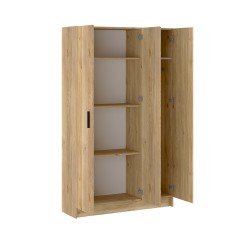 Mueble multiusos Armario Auxiliar Color Mauvella– 3 Puertas, 4 Baldas y Espacio para Escoba, Madera, Dimensiones 108x180x35 cm.