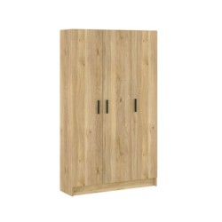 Mueble multiusos Armario Auxiliar Color Mauvella– 3 Puertas, 4 Baldas y Espacio para Escoba, Madera, Dimensiones 108x180x35 cm.