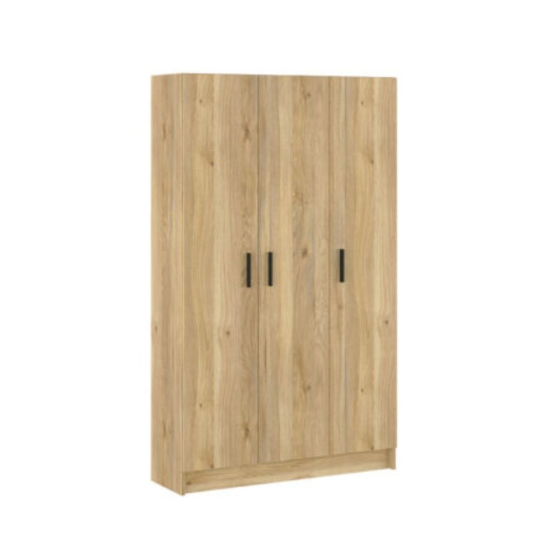 Mueble multiusos Armario Auxiliar Color Mauvella– 3 Puertas, 4 Baldas y Espacio para Escoba, Madera, Dimensiones 108x180x35 cm.