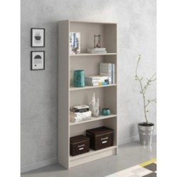 Meyvaser Librería estantería con cuatro baldas en madera color Beige para salón 180x80x24,5 cm