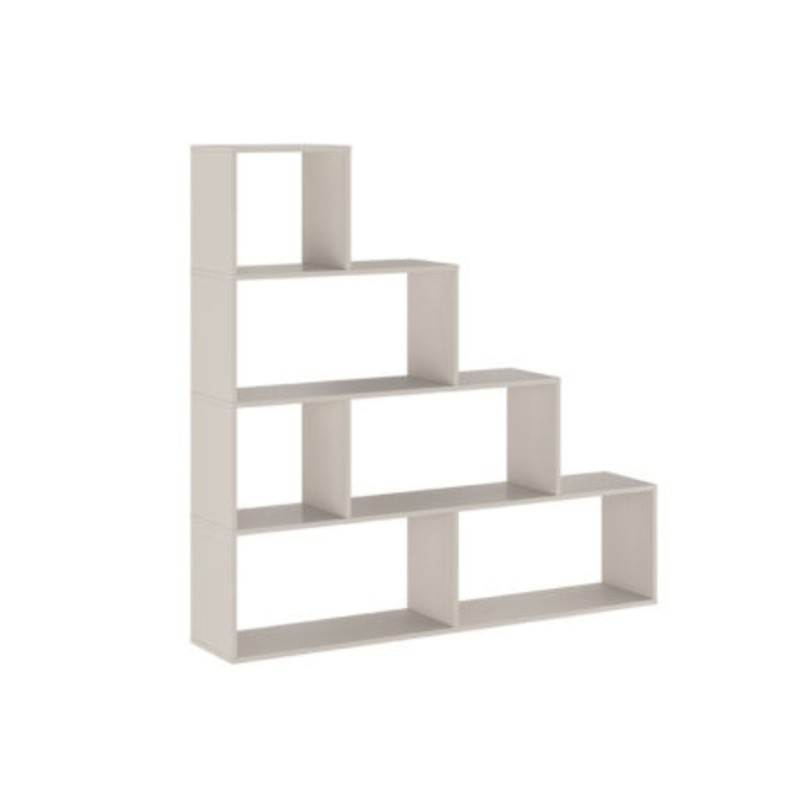 Meyvaser Librería Estantería con cuatro baldas Color Beige Tipo escalera de Madera 143,3x37,5-144,9x27,9 cm
