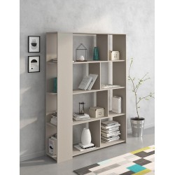 Estantería Decorativa, Librería, Separador Ambientes, Acabado en Color Beige, Medidas: 176 cm (Al) x 129 cm (Anc) x 33 cm (Fon)