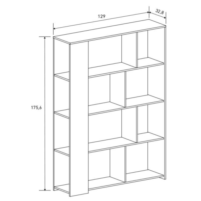 Estantería Decorativa, Librería, Separador Ambientes, Acabado en Color Mauvella, 176 cm (Al) x 129 cm (Anc) x 32,8 cm (Fon)