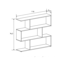 Meyvaser Librería Estantería Asimétrica baja Para Salón de Madera Color Beige 96,3x110x24,6 cm