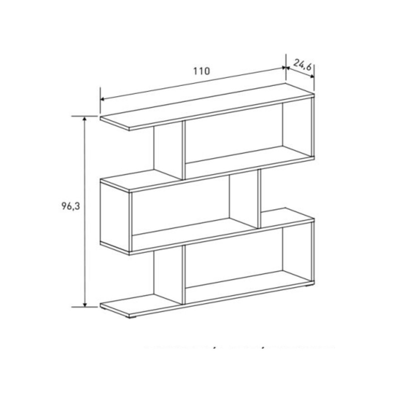 Meyvaser Librería Estantería Asimétrica baja Para Salón de Madera Color Beige 96,3x110x24,6 cm