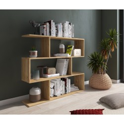 Meyvaser Librería Estantería Asimétrica baja Para Salón de Madera Color Mauvella 96,3x110x24,6 cm