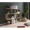 Meyvaser Librería Estantería Asimétrica baja Para Salón de Madera Color Mauvella 96,3x110x24,6 cm