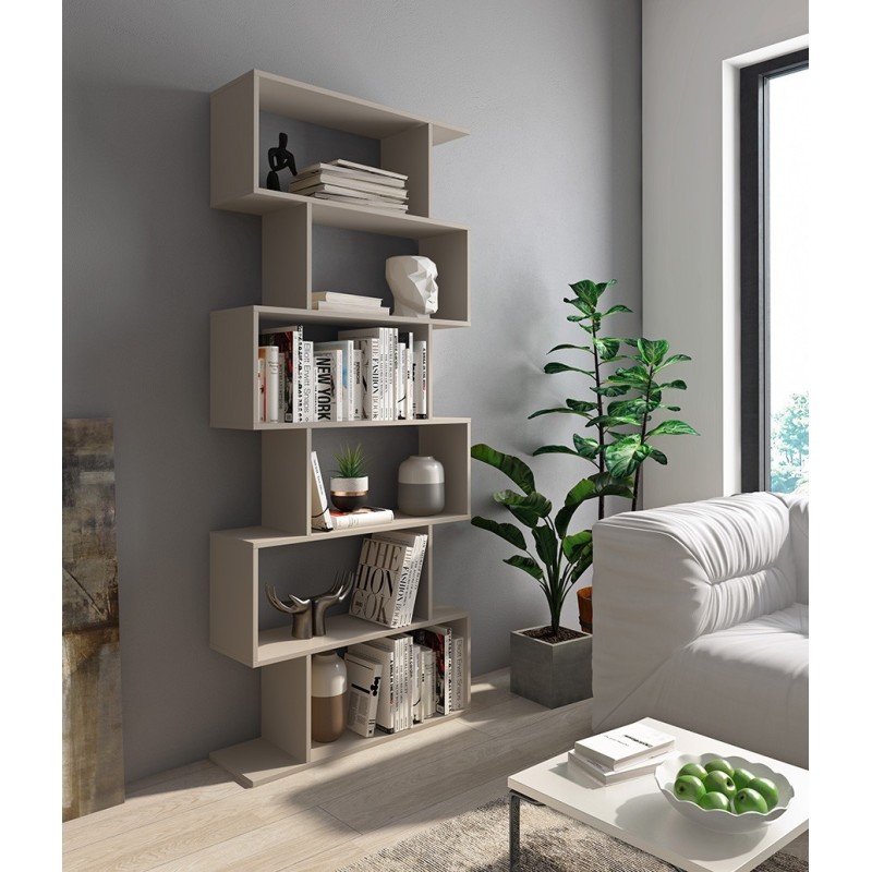 Meyvaser - Estantería Alta Salón, Libreria, Color Beige, Medidas: 191 cm (Alto) x 80 cm (Ancho) x 24,6 cm (Fondo
